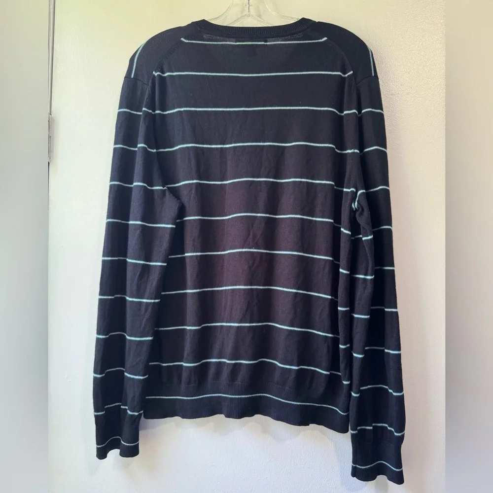 Banana Republic Silk Cashmere V-neck Striped Long Sleeve Sweater